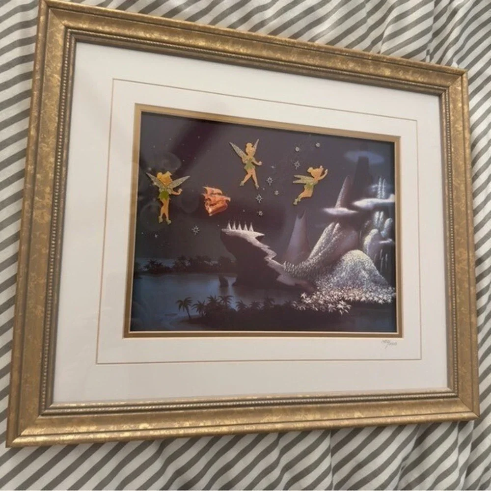 Disney Tinkerbell Framed Peter Pan Wall Art Night Flight Artwork Limited Edition